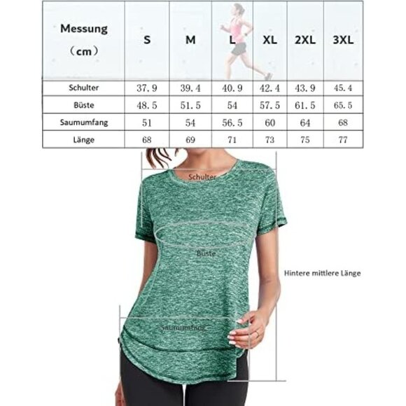 🆕Women Green Polyester Workout  Short Sleeve Athletic Gym Running T Shirt - Picture 6 of 7